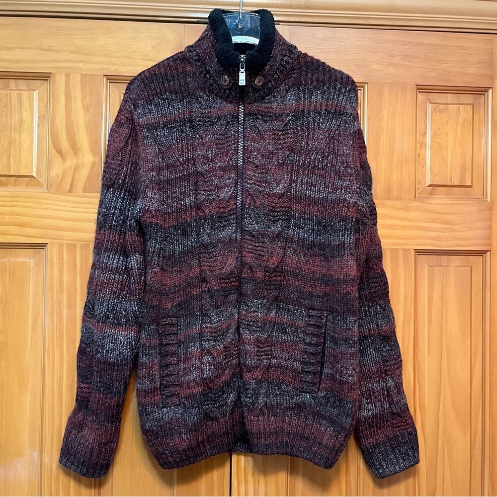 Pulltonic Iconic Mohair and Lambswool Full Zip Sweater Size XL